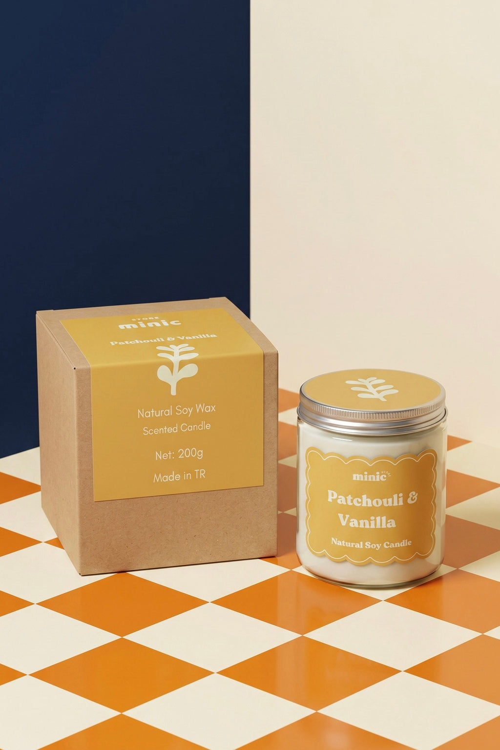 El Yapımı Paçuli & Vanilya Doğal Soya Mum – 200g