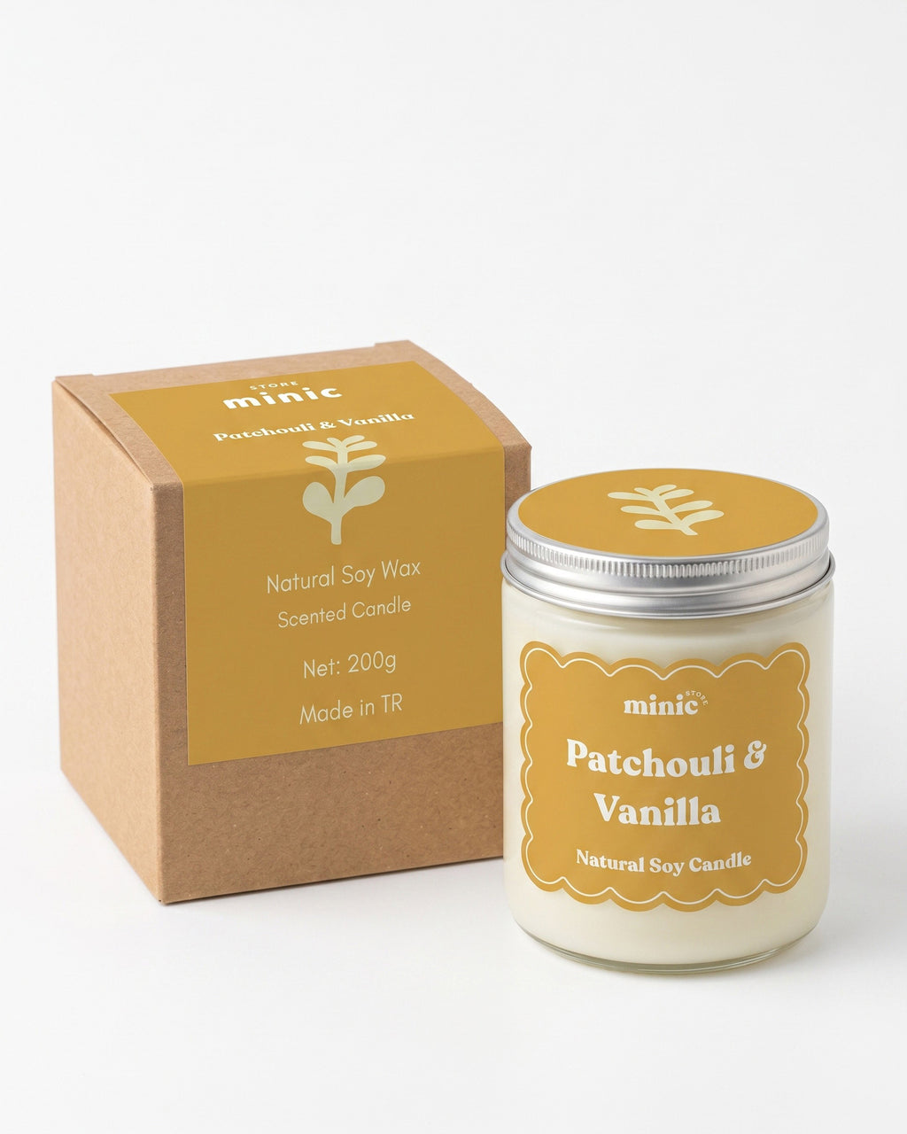 El Yapımı Paçuli & Vanilya Doğal Soya Mum – 200g