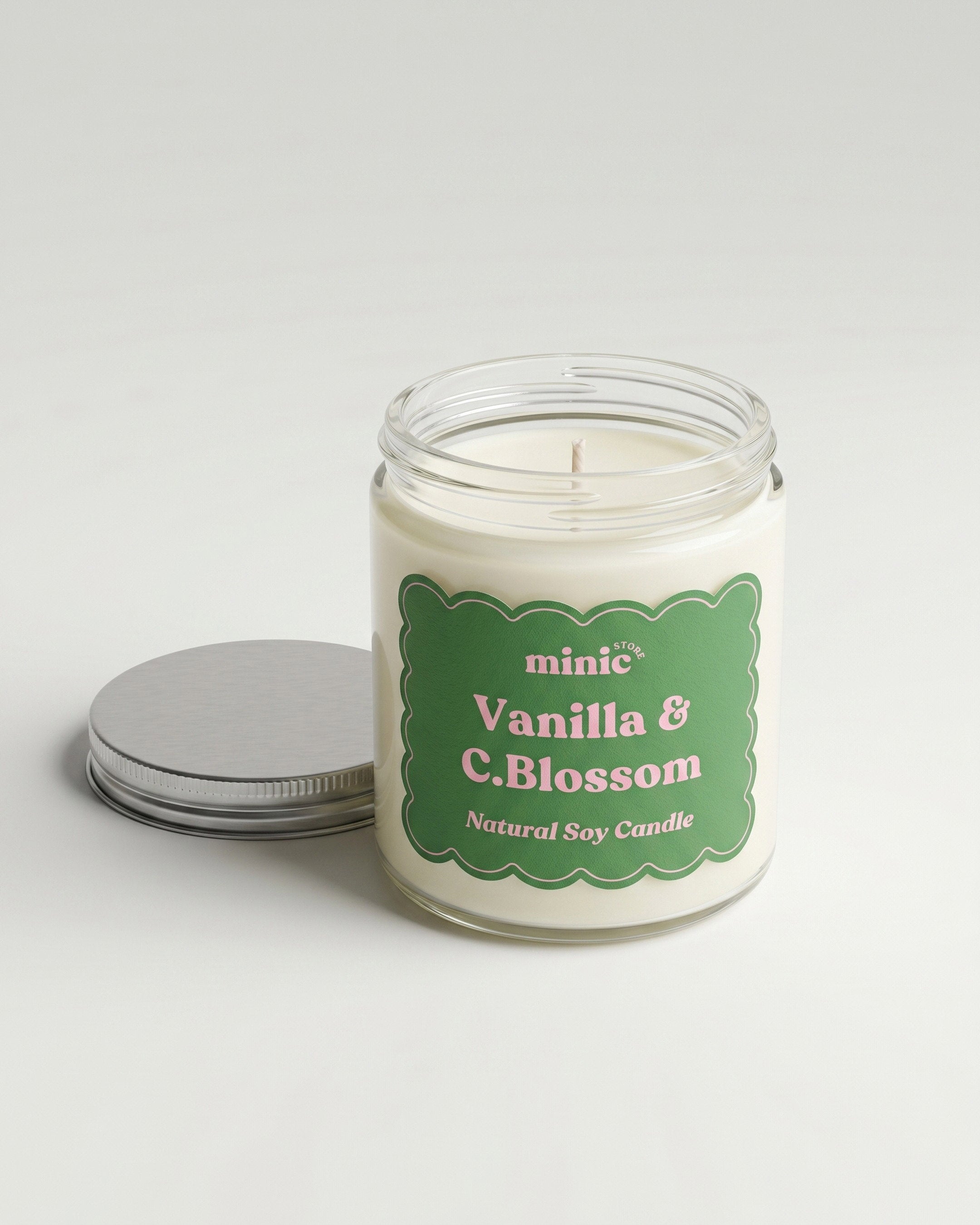 El Yapımı Vanilya & Kiraz Çiçeği Doğal Soya Mum – 200g