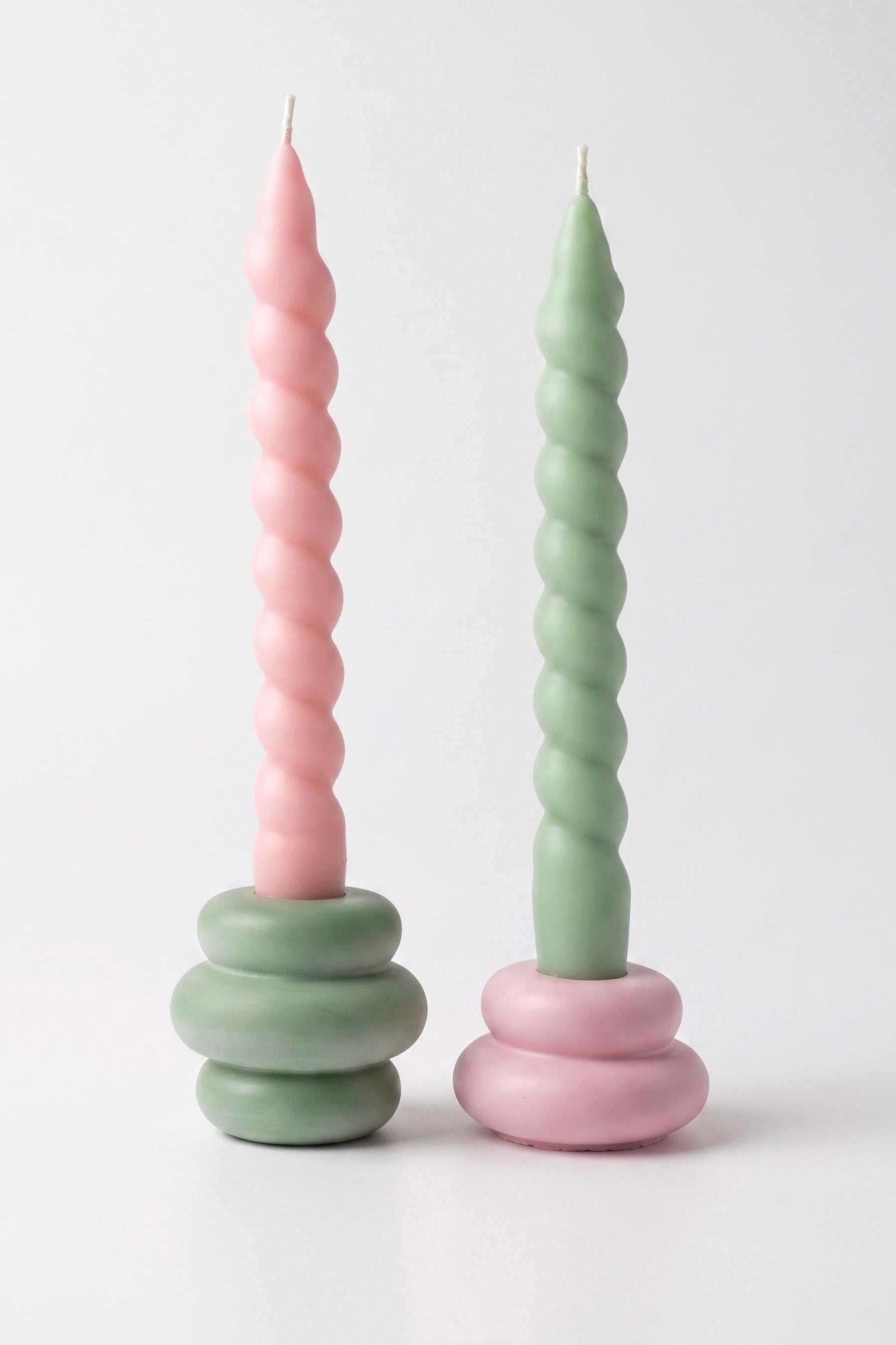 2'li Donut Şamdan - Pembe&Yeşil Mum Tutacağı