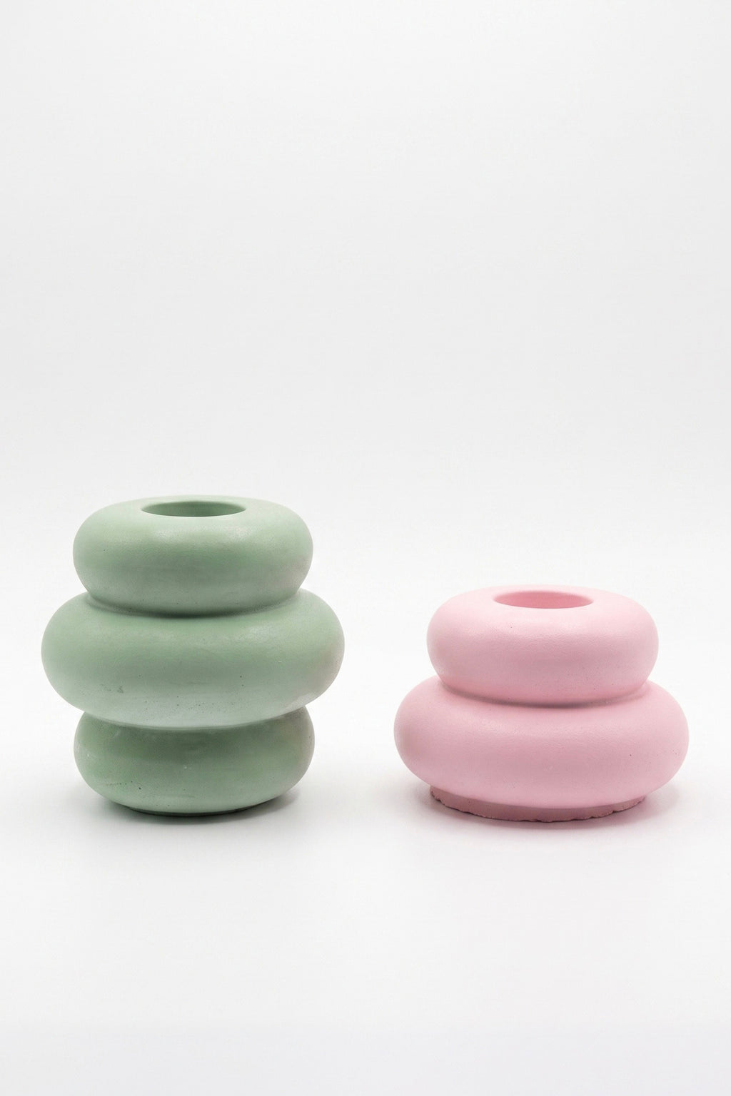 2'li Donut Şamdan - Pembe&Yeşil Mum Tutacağı